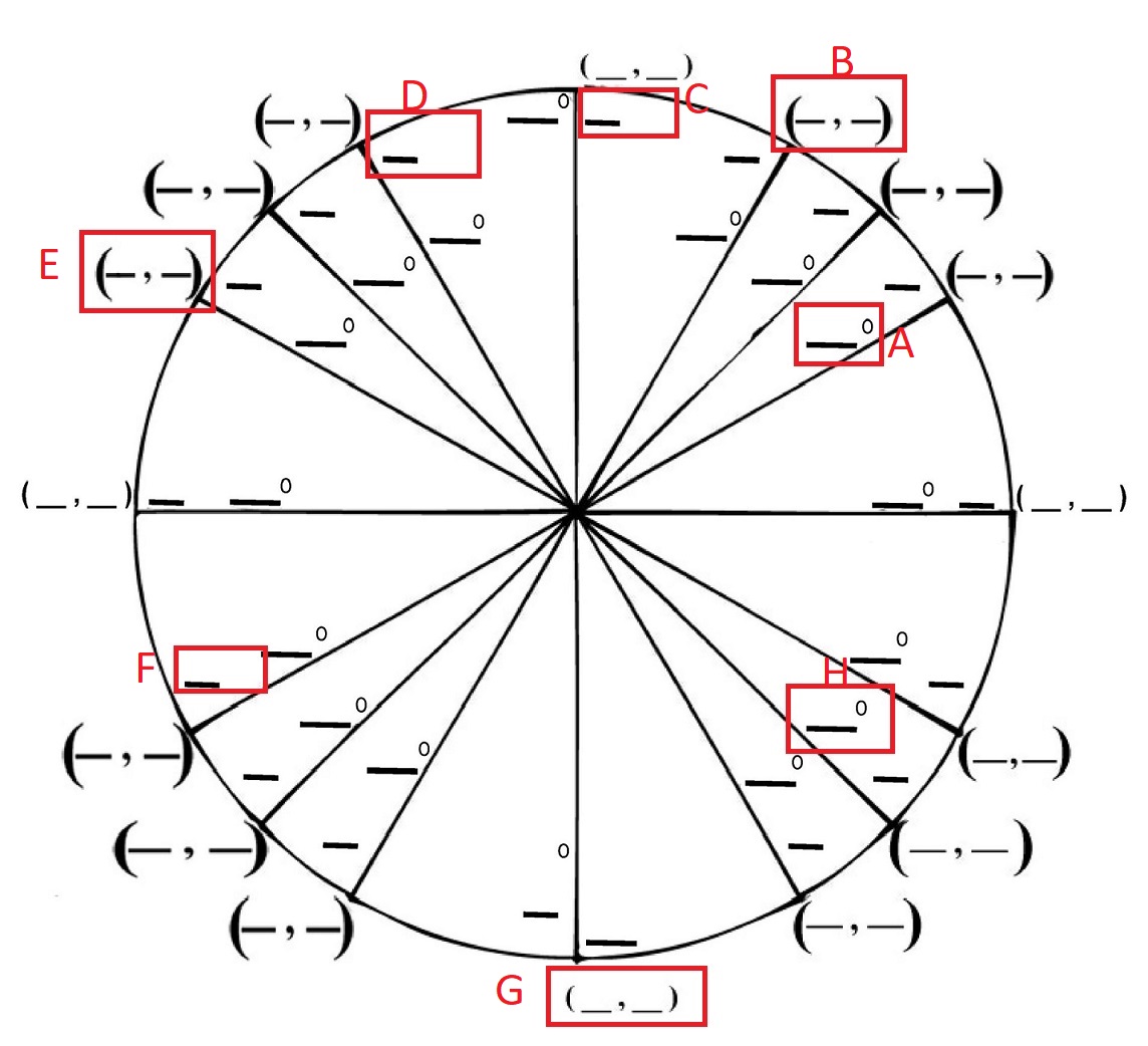 blank unit circle with degrees