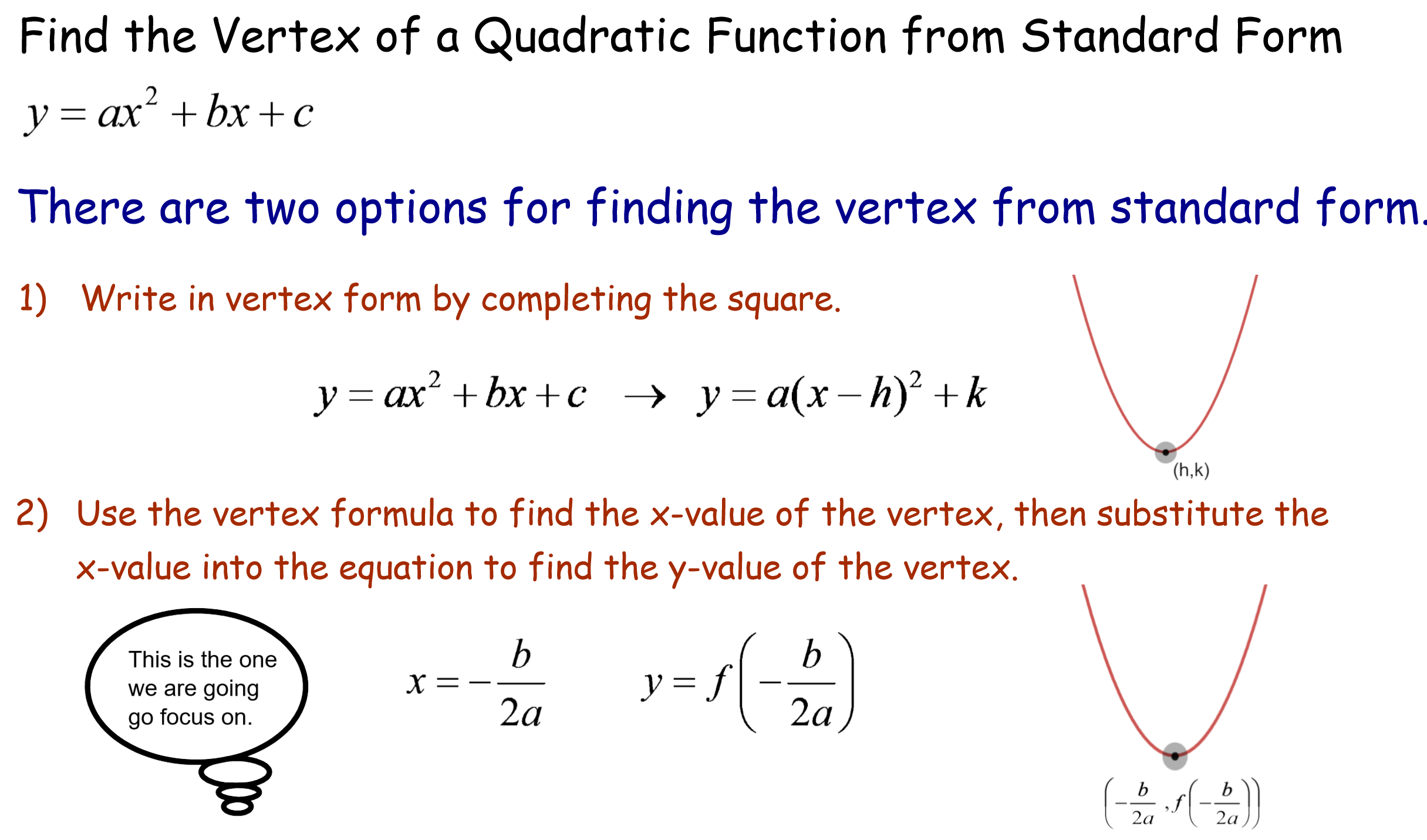 vertex form of a quadratic function