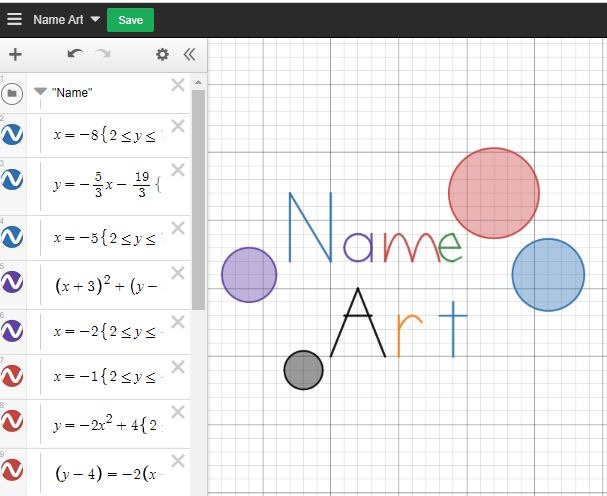 Intro To Desmos Art Graph Your Name Teacher Guide