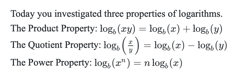 properties of logarithms