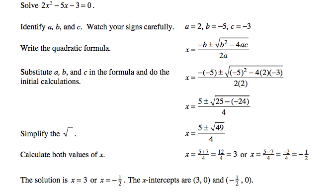 Quadratic Formula Teacher Guide