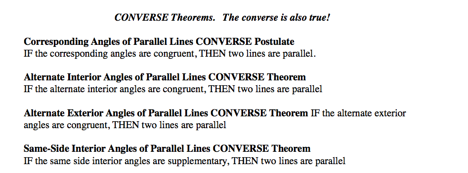 Definition--Theorems and Postulates--Converse of the Alternate